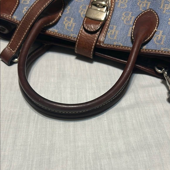 Dooney & Bourke Blue and Brown Monogram Satchel - Picture 8 of 14